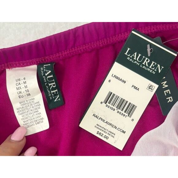 Ralph Lauren Bikini Bottoms Size 6 Purple Solid High-Waisted Swim Bottoms - Picture 5 of 5